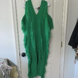 Asymmetrical Green Fringe Women's Dress